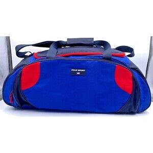 Vintage 1990s RALPH LAUREN POLO SPORT Gym Duffle Bag Blue/Red Shoulder Strap